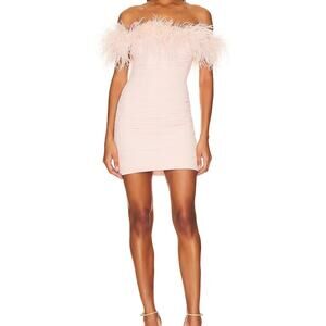 Sau Lee Chelsea Pink Feather Mini Dress Revolve Cocktail Wedding Guest 6 NWT